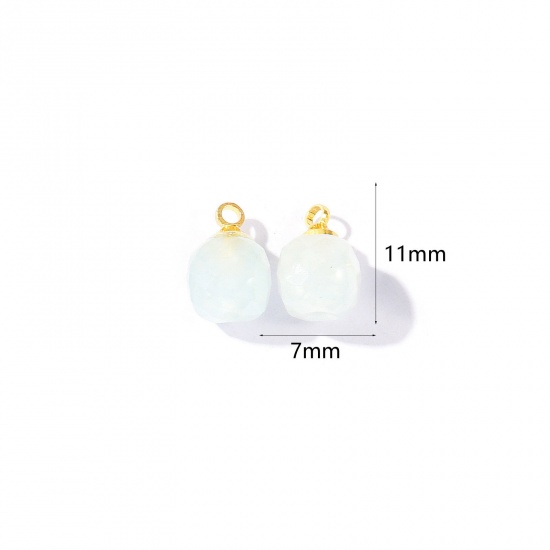 Bild von 5 Stück Edelstein & Messing Charms Großhandel 18K Vergoldet Hellblau Würfel Facettiert 11mm x 7mm