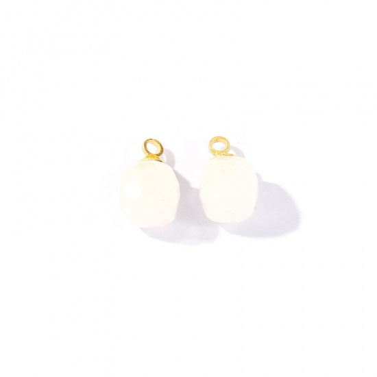 Bild von 5 Stück Edelstein & Messing Charms Großhandel 18K Vergoldet Weiß Würfel Facettiert 11mm x 7mm