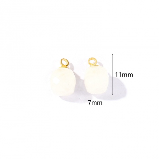 Bild von 5 Stück Edelstein & Messing Charms Großhandel 18K Vergoldet Weiß Würfel Facettiert 11mm x 7mm