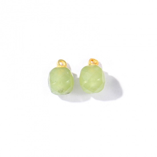 Bild von 5 Stück Edelstein & Messing Charms Großhandel 18K Vergoldet Grün Würfel Facettiert 11mm x 7mm