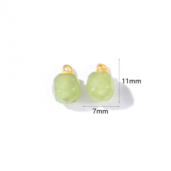 Bild von 5 Stück Edelstein & Messing Charms Großhandel 18K Vergoldet Grün Würfel Facettiert 11mm x 7mm