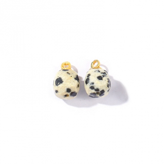 Bild von 5 Stück Edelstein & Messing Charms Großhandel 18K Vergoldet Beige Würfel Facettiert 11mm x 7mm