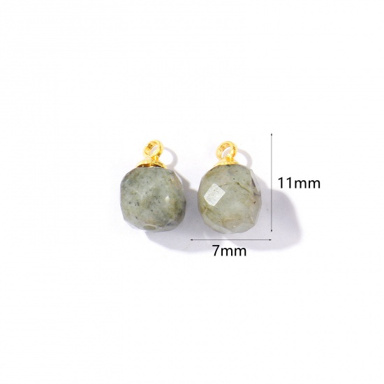 Bild von 5 Stück Edelstein & Messing Charms Großhandel 18K Vergoldet Grau Würfel Facettiert 11mm x 7mm