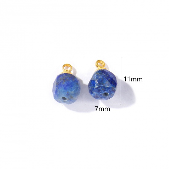 Bild von 5 Stück Edelstein & Messing Charms Großhandel 18K Vergoldet Dunkelblau Würfel Facettiert 11mm x 7mm