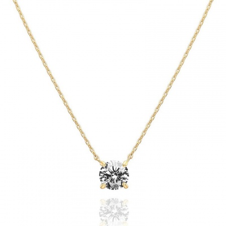 Picture of Wholesale Clear Cubic Zirconia Pendant Charm Necklace, 18K Gold Plated Brass Women's Simple Dainty Gift Jewelry For Retailer, 45cm(17.7") + 5cm(2") long, 1 Piece