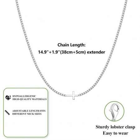 Picture of Wholesale Pendant Charm Necklace, Platinum Plated Brass Box Chain, Women's Simple Religious Gift Jewelry For Retailer, 40cm(15.7") + 5cm(2") long, 1 Piece