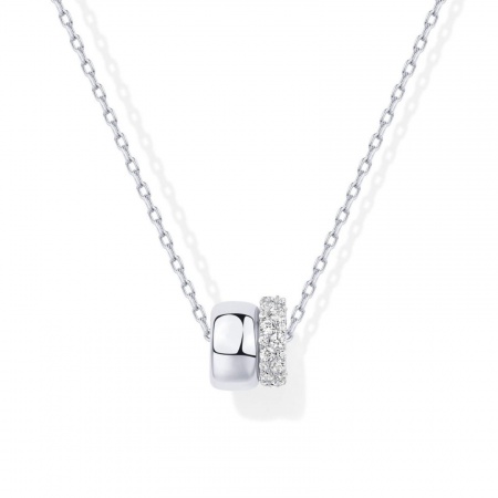 Picture of Wholesale Clear Cubic Zirconia Pendant Charm Necklace, Platinum Plated Brass Link Cable Chain, Women's Simple Ins Style Gift Jewelry For Retailer, 40cm(15.7") + 5cm(2") long, 1 Piece