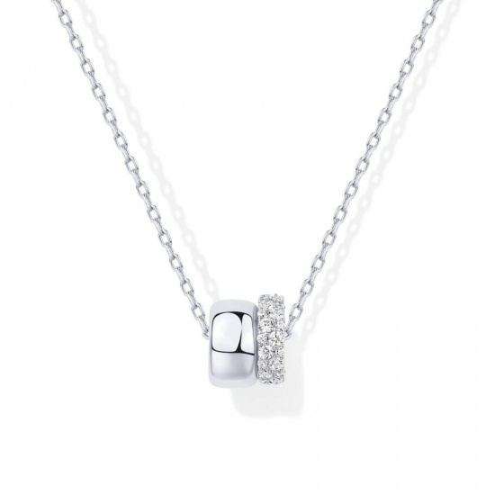 Immagine di Trasparente Circonio Cubico Collana con Ciondolo All'Ingrosso, Platino Placcato Ottone Catena a Cavo, Donne Semplice Stile Ins Regalo Gioielli Per Rivenditore, 40cm + 5cm Lunghezza, 1 Pz