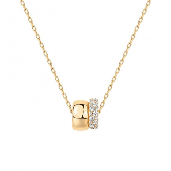 Immagine di Trasparente Circonio Cubico Collana con Ciondolo All'Ingrosso, Placcato Oro 14K Ottone Catena a Cavo, Donne Semplice Stile Ins Regalo Gioielli Per Rivenditore, 40cm + 5cm Lunghezza, 1 Pz