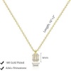 Picture of Wholesale Rectangle Clear Cubic Zirconia Pendant Charm Necklace, 18K Gold Plated Brass Link Cable Chain, Women's Simple Stylish Gift Jewelry For Retailer, 40cm(15.7") + 5cm(2") long, 1 Piece