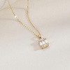 Picture of Wholesale Rectangle Clear Cubic Zirconia Pendant Charm Necklace, 18K Gold Plated Brass Link Cable Chain, Women's Simple Stylish Gift Jewelry For Retailer, 40cm(15.7") + 5cm(2") long, 1 Piece