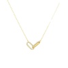 Picture of Wholesale Circle Ring Clear Cubic Zirconia Pendant Charm Necklace, 14K Gold Plated Brass Link Cable Chain, Women's Simple Stylish Gift Jewelry For Retailer, 40cm(15.7") + 5cm(2") long, 1 Piece