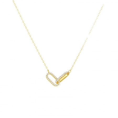 Immagine di Anello Trasparente Circonio Cubico Collana con Ciondolo All'Ingrosso, Placcato Oro 14K Ottone Catena a Cavo, Donne Semplice Elegante Regalo Gioielli Per Rivenditore, 40cm + 5cm Lunghezza, 1 Pz