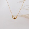 Picture of Wholesale Circle Ring Clear Cubic Zirconia Pendant Charm Necklace, 14K Gold Plated Brass Link Cable Chain, Women's Simple Stylish Gift Jewelry For Retailer, 40cm(15.7") + 5cm(2") long, 1 Piece
