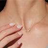 Picture of Wholesale Circle Ring Clear Cubic Zirconia Pendant Charm Necklace, 14K Gold Plated Brass Link Cable Chain, Women's Simple Stylish Gift Jewelry For Retailer, 40cm(15.7") + 5cm(2") long, 1 Piece