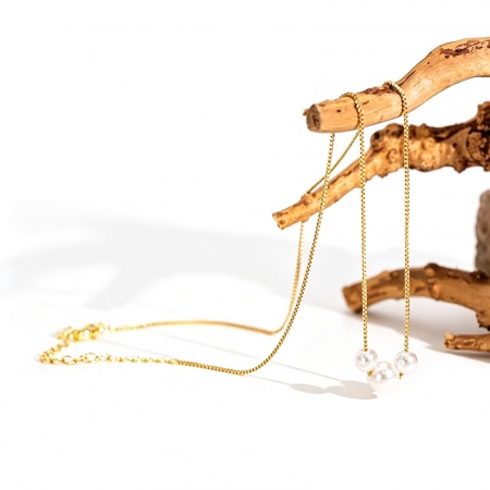 Immagine di Imitata Perla Collana con Ciondolo All'Ingrosso, Placcato Oro 18K Ottone Donne Semplice Elegante Regalo Gioielli Per Rivenditore, 40cm + 5cm Lunghezza, 1 Pz