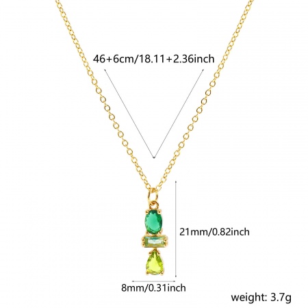 Imagen de Gota Multicolor Circón Artificial Collar con Colgante Al Por Mayor, 18K Oro Real Chapado Latón Cadena de Cable Cruz, Mujeres Respetuoso del Medio Ambiente Elegante Estilo Ins Regalo Joyería Para Minorista, 46cm + 6cm longitud, 1 Unidad