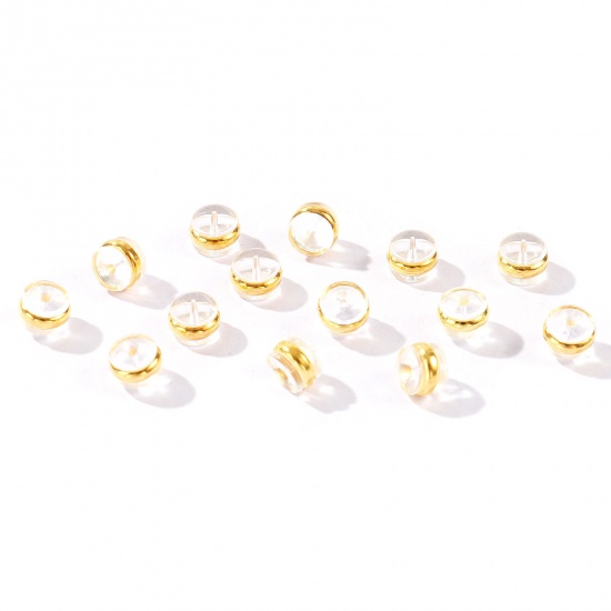 Изображение 50 ШТ латунь & Силикагель Зажим для сережек Оптовая 18K настоящее золото с покрытием 6мм x 5мм