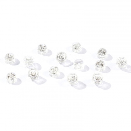 Picture of 50 PCs Brass & Silicone Ear Nuts Post Stopper Earring Findings Wholesale Real Platinum Plated 5mm x 4mm