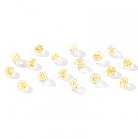 Picture of 50 PCs Brass & Silicone Ear Nuts Post Stopper Earring Findings Wholesale 18K Real Gold Plated 5mm x 4mm