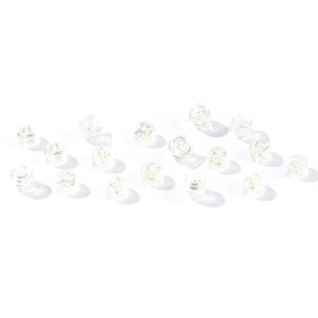 Picture of 50 PCs Brass & Silicone Ear Nuts Post Stopper Earring Findings Wholesale 925 Sterling Silver Plated 5mm x 4mm
