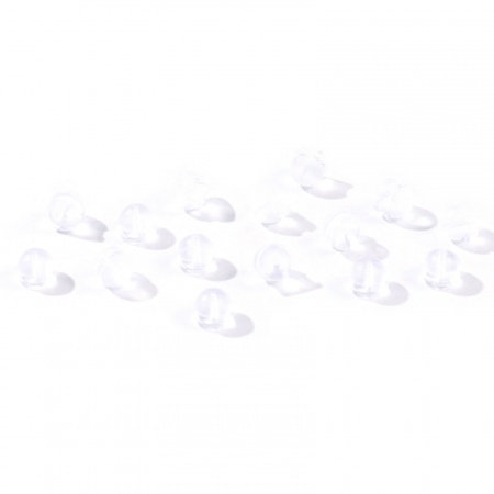 Picture of 50 PCs Brass & Silicone Ear Nuts Post Stopper Earring Findings Wholesale Transparent Clear 5mm x 4mm