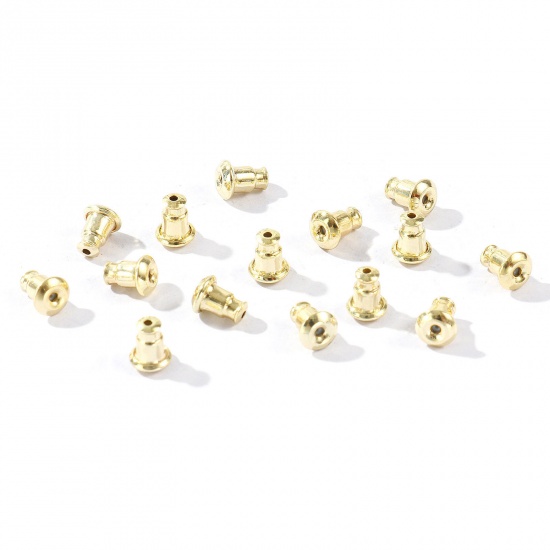 Изображение 50 ШТ Латунь Зажим для сережек Оптовая 14K настоящее золото с покрытием 6мм x 4.5мм