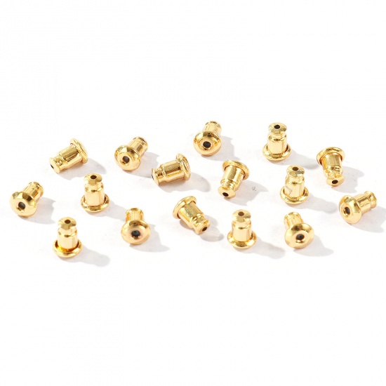 Изображение 50 ШТ Латунь Зажим для сережек Оптовая 18K настоящее золото с покрытием 6мм x 4.5мм
