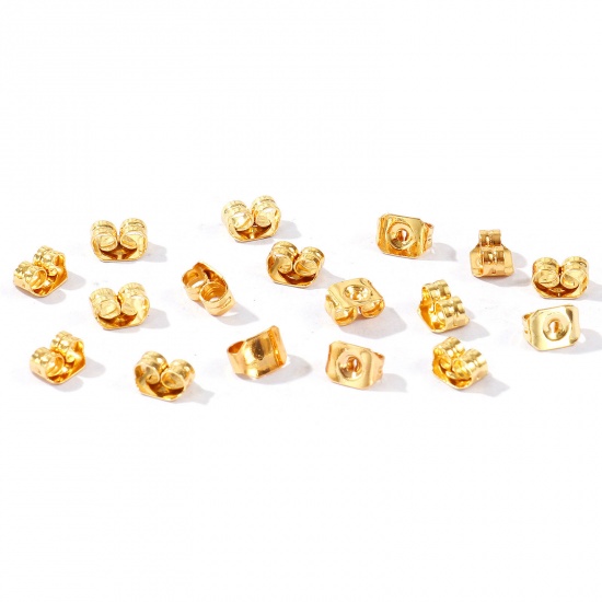 Изображение 50 ШТ Латунь Зажим для сережек Оптовая 18K настоящее золото с покрытием 5мм x 4мм