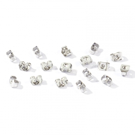Picture of 50 PCs Brass Ear Nuts Post Stopper Earring Findings Wholesale Real Platinum Plated 5mm x 4mm