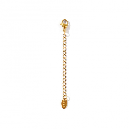Picture of 10 PCs Eco-friendly PVD 304 Stainless Steel Extender Chain Wholesale For Necklace Bracelet Jewelry Making 18K Real Gold Plated With Lobster Claw Clasp 7.2cm(2.8") long, Usable Chain Length: 5cm(2")