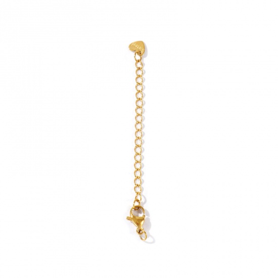 Picture of 10 PCs Eco-friendly PVD 304 Stainless Steel Extender Chain Wholesale For Necklace Bracelet Jewelry Making 18K Real Gold Plated With Lobster Claw Clasp 7cm(2 6/8") long, Usable Chain Length: 5cm(2")