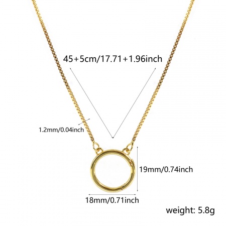 Immagine di 1 Pz Ottone Semplice Catena a Casella Collana Porta Ciondoli All'Ingrosso Placcato Oro 18K Anello 45cm + 5cm Lunghezza
