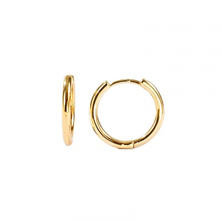 Immagine di Semplice Elegante Orecchini Ad Anello Abbraccio All'Ingrosso, Tondo 18K Vero Oro Placcato Ottone, Donne Ecologico Regalo Fornitura di Gioielli, 18mm Dia., Posta/Filo Dimensione: 0.9mm(19 misura), 2 Pz