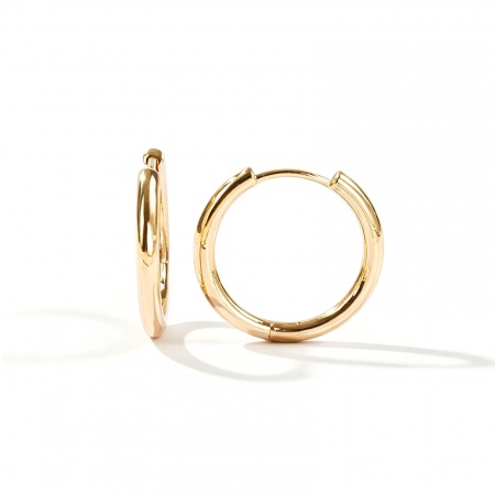 Immagine di Semplice Elegante Orecchini Ad Anello Abbraccio All'Ingrosso, Tondo 18K Vero Oro Placcato Ottone, Donne Ecologico Regalo Fornitura di Gioielli, 20mm Dia., Posta/Filo Dimensione: 0.9mm(19 misura), 2 Pz