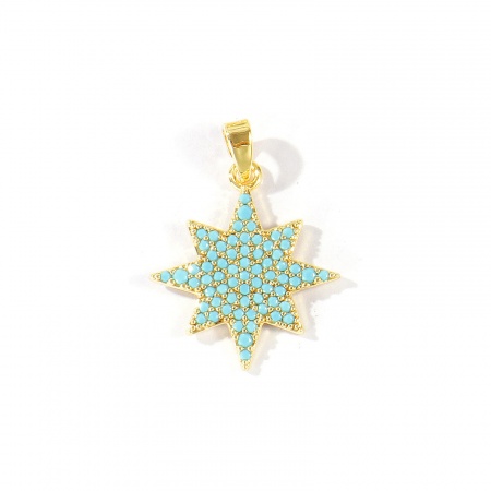 Imagen de 2 Unidades Latón Galaxia Colgantes Charms Al Por Mayor 18K Oro Real Chapado Estrella Azul Circón Artificial 25mm x 18mm