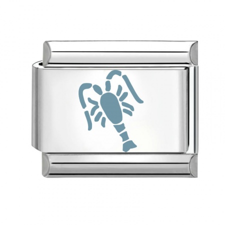 Picture of 1 Piece 304 Stainless Steel Italian Charm Links For DIY Modular Bracelet Watch Jewelry Making Wholesale Silver Tone Rectangle Lobster 10mm x 9mm