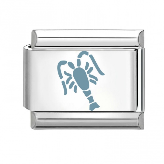 Image de 1 Pièce Maillons de Charme Italiens pour la Fabrication de Bijoux de Montres-Bracelets Modulables à Faire Soi-Même En Gros en 304 Acier Inoxydable Argent Mat Rectangle Homard 10mm x 9mm