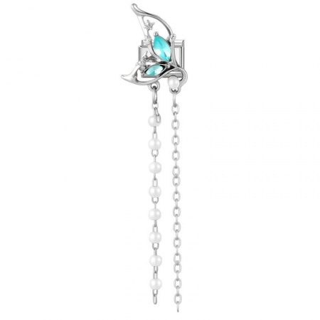 Picture of 1 Piece 304 Stainless Steel & Zinc Based Alloy Italian Charm Links For DIY Modular Bracelet Watch Jewelry Making Wholesale Silver Tone Rectangle Butterfly Blue Rhinestone 10mm x 9mm
