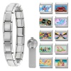 Picture of 1 Set 304 Stainless Steel Italian Charm Links For DIY Modular Bracelet Watch Jewelry Making Wholesale Silver Tone Multicolor Car Person 10mm x 9mm