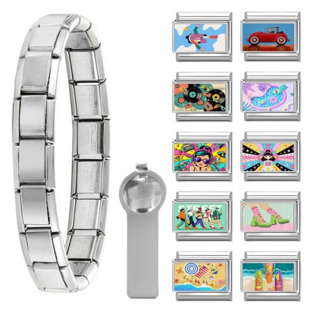 Immagine di 1 Serie 304 Acciaio Inossidabile Magnetiche Italiane per Bracciali Modulari e Orologi Fai‑Da‑Te All'Ingrosso Tono Argento Multicolore Macchina Uomini 10mm x 9mm