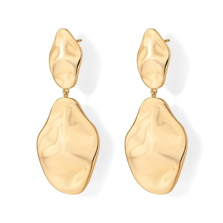 Imagen de Exquisito Elegante Pendientes de Poste de Oreja Al Por Mayor, Chapado en Oro de 18K Latón, Mujeres Regalo Suministro de Joyería, 3.6cm x 1.5cm, 1 Par