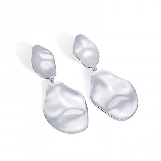 Picture of Wholesale Exquisite Stylish Ear Post Stud Earrings, Platinum Plated Brass, Women's Gift Jewelry Supply, 3.6cm x 1.5cm, 1 Pair