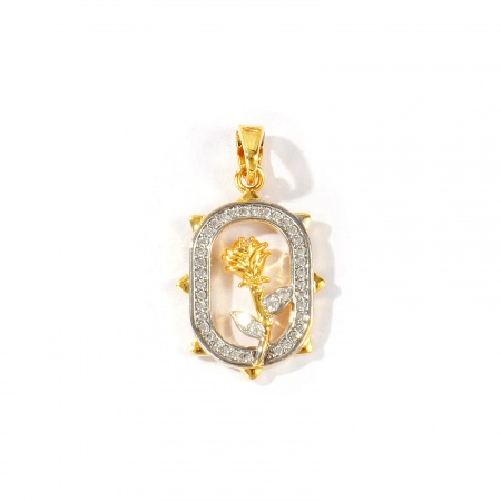Imagen de 2 Unidades Latón día de San Valentín Colgantes Charms Al Por Mayor Chapado en Oro de 18K & Platino Chapado Dos Colores Óvalo Rosa Micro Pave Claro Circón Artificial 24mm x 14mm