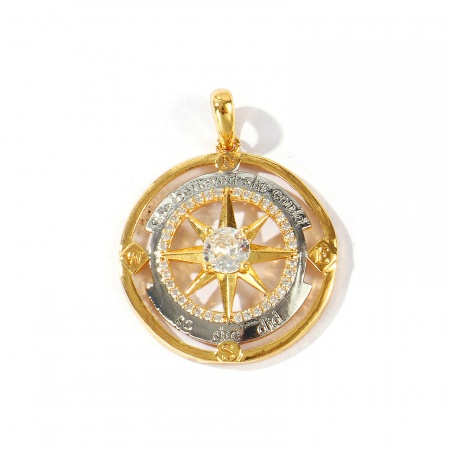 Imagen de 1 Unidad Latón Galaxia Colgantes Al Por Mayor 18K Oro Real Chapado & Platino Real Chapado Dos Colores Ronda Estrella Micro Pave Claro Circón Artificial 3.1cm x 2.4cm