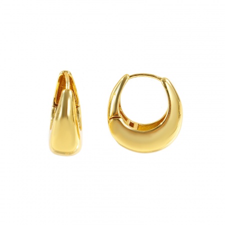 Immagine di Semplice Elegante Orecchini Circolari All'Ingrosso, Goccia 18K Vero Oro Placcato Ottone, Donne Ecologico Regalo Fornitura di Gioielli, 21mm x 19mm, Posta/Filo Dimensione: 0.8mm(20 misura), 2 Pz