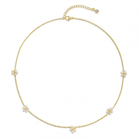 Picture of Wholesale Flower Choker Necklace, 14K Gold Plated Brass Women's Elegant Simple & Casual Gift Jewelry For Retailer, 36cm(14.2") + 5cm(2") long, 1 Piece