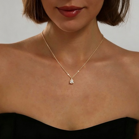 Imagen de Gota Claro Circón Artificial Collar con Colgante Al Por Mayor, Chapado en Oro de 14K Latón Mujeres Sencillo Elegante Regalo Joyería Para Minorista, 42cm + 5cm longitud, 1 Unidad