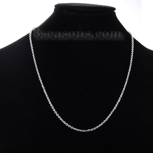 Bild von 304 Edelstahl Halskette Gliederkette Kette Silberfarbe 45cm lang, Kettengröße: 3x2.5mm, 1 Streif