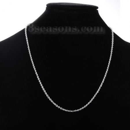 304 Stainless Steel Jewelry Link Cable Chain Necklace Silver Tone 60cm(23 5/8") long, Chain Size: 3x2.5mm(1/8"x1/8"), 1 Piece